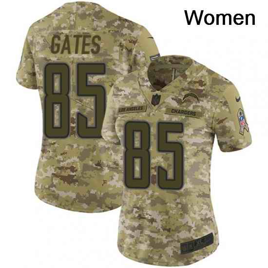 Womens Nike Los Angeles Chargers 85 Antonio Gates Limited Camo 2018 Salute to Service NFL Jersey